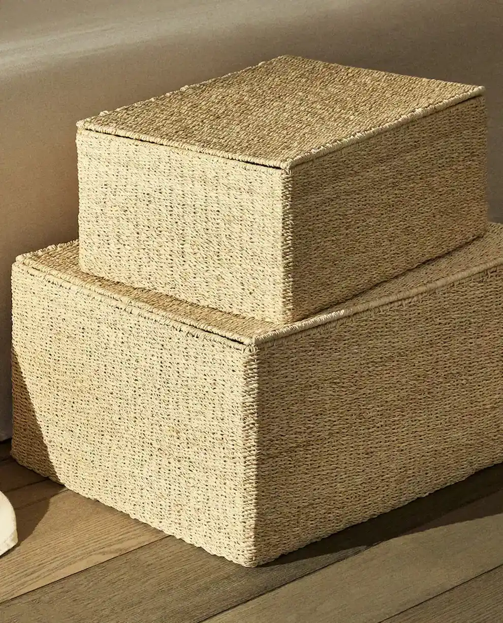 Cesta rectangular con tapa