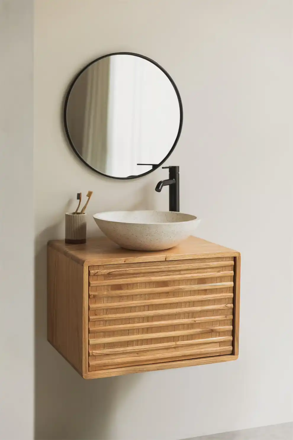 Mueble de baño en madera de mindi Deleyna