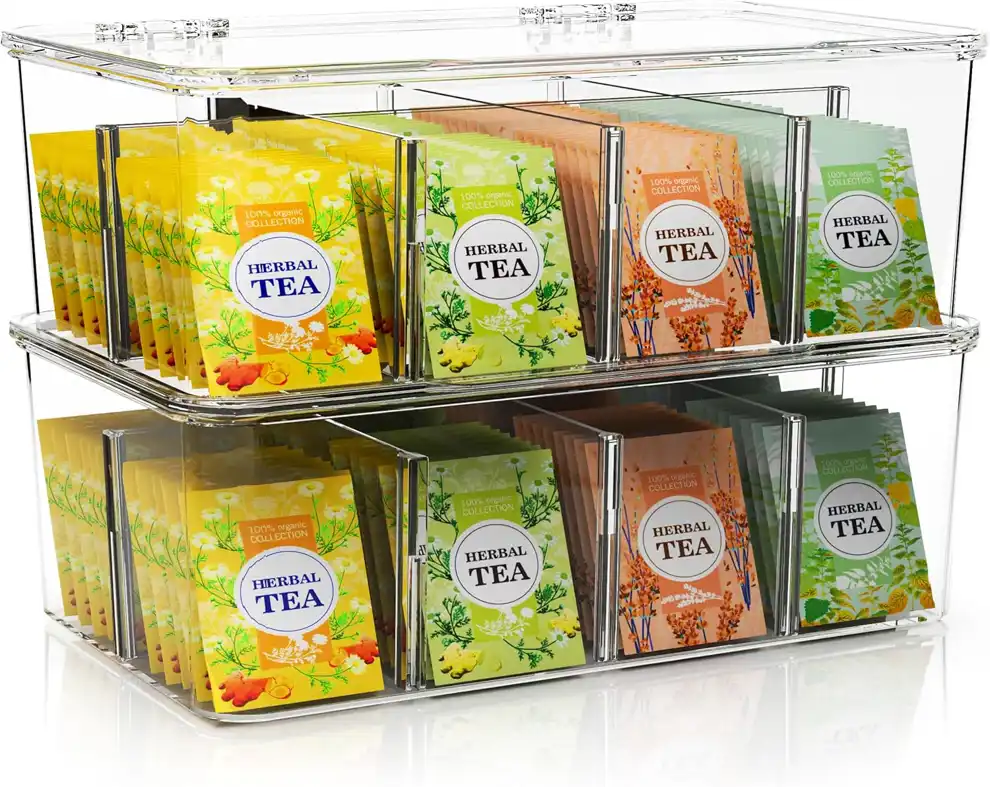 Caja transparente para ordenar las infusiones de venta en Amazon