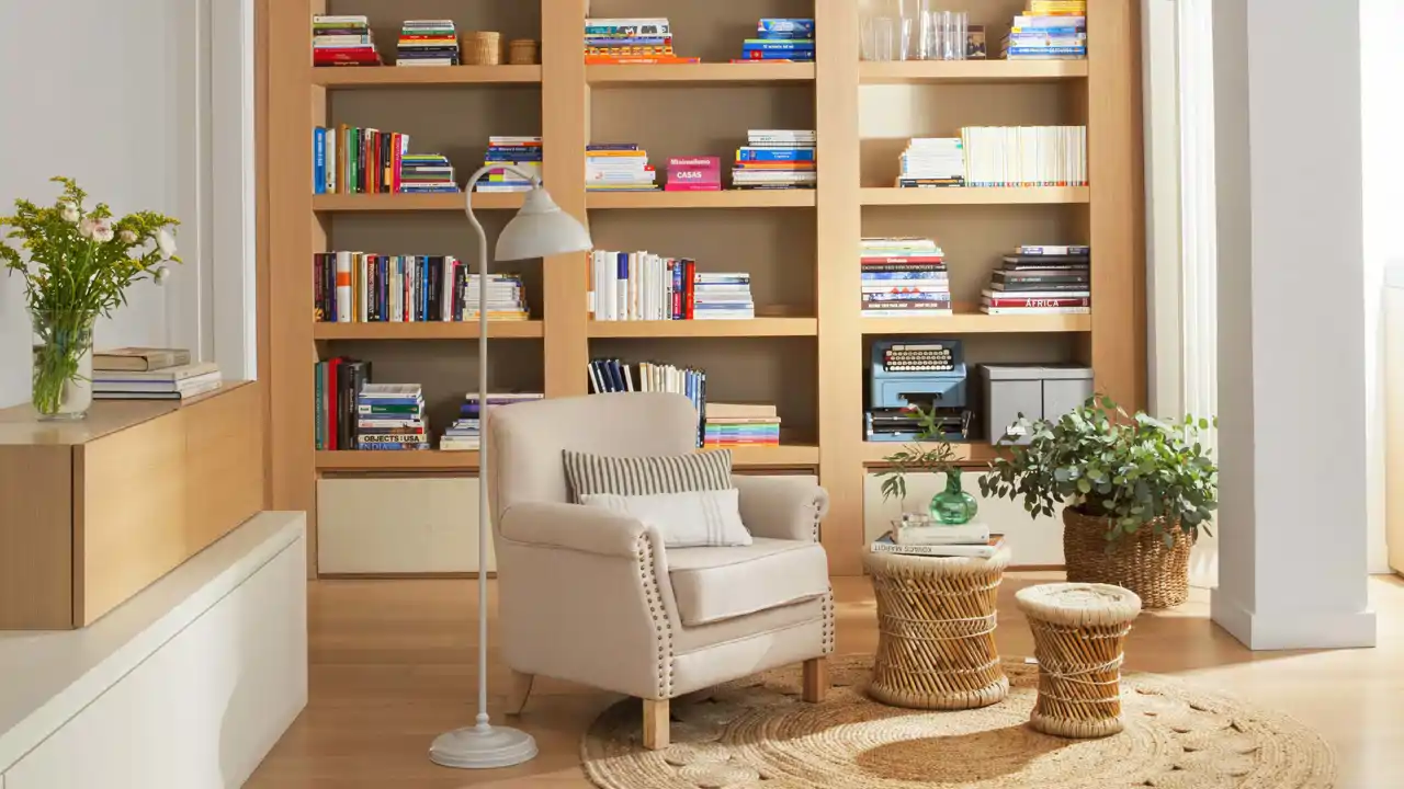 Bajita, con poco fondo y de madera. Esta estantería de Zara Home me ha regalado mucho espacio para mis libros