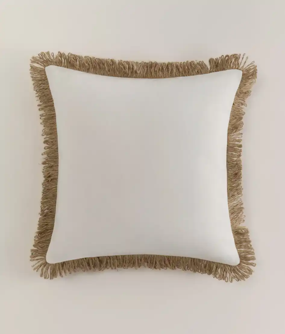 Funda cojín flecos 