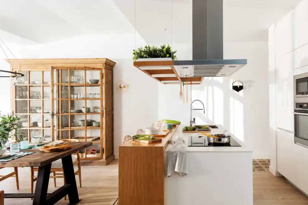 cocina moderna pequena abierta blanco 
